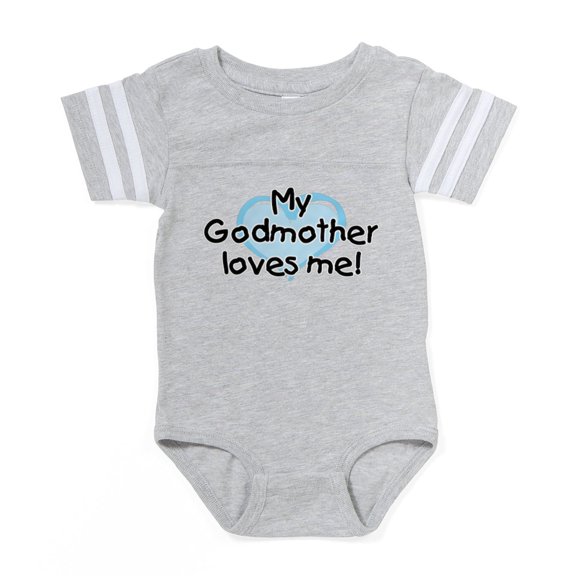 CafePress - My Godmother Loves Me Bl - Cute Infant Baby Football Bodysuit