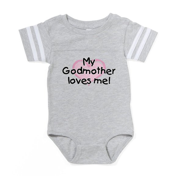 CafePress - My Godmother Loves Me Pk - Cute Infant Baby Football Bodysuit
