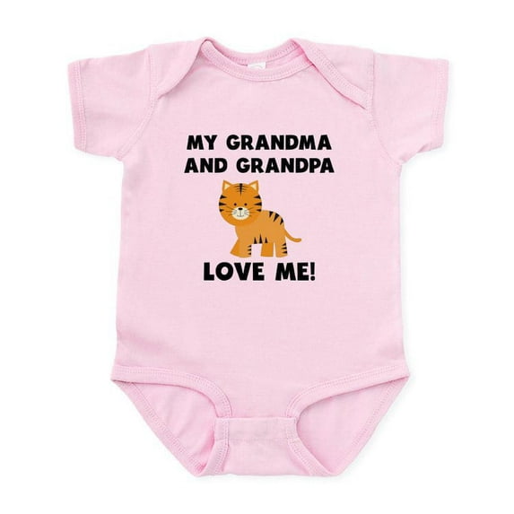 CafePress - My Grandma And Grandpa Love Me Tiger Body Suit - Baby Light Bodysuit, Size Newborn - 24 Months