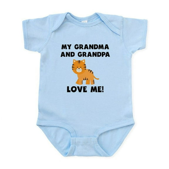 CafePress - My Grandma And Grandpa Love Me Tiger Body Suit - Baby Light Bodysuit, Size Newborn - 24 Months