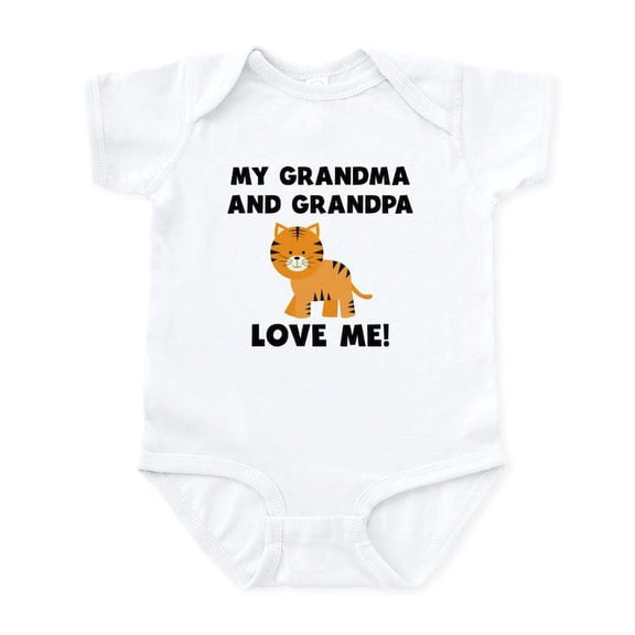 CafePress - My Grandma And Grandpa Love Me Tiger Body Suit - Baby Light Bodysuit, Size Newborn - 24 Months