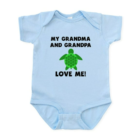 CafePress - My Grandma And Grandpa Love Me Turtle Body Suit - Baby Light Bodysuit, Size Newborn - 24 Months