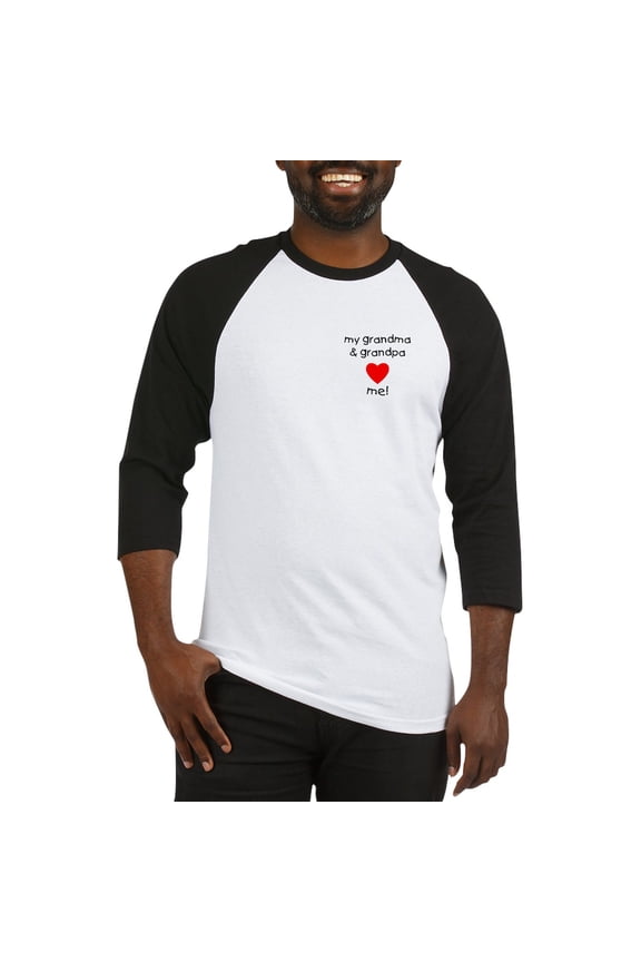 - My Grandma & Grandpa Love Me Baseball Jersey - Cotton Baseball Jersey, 3/4 Raglan Sleeve Shirt