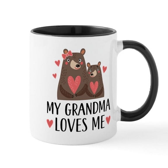 CafePress - My Grandma Loves Me Bear Mugs - 11 oz Ceramic Mug - Novelty Coffee Tea Cup