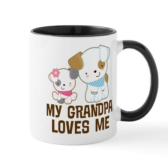 CafePress - My Grandpa Loves Me Mugs - 11 oz Ceramic Mug - Novelty Coffee Tea Cup