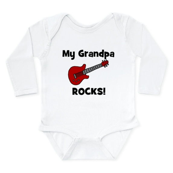 CafePress - My Grandpa Rocks! (Guitar) Long Sleeve Infant Body - Long Sleeve Cotton Baby Bodysuit