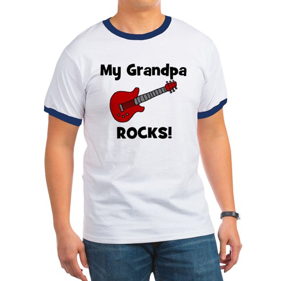 CafePress - My Grandpa Rocks! (Guitar) Ringer T - 100% Cotton Ringed T-Shirt