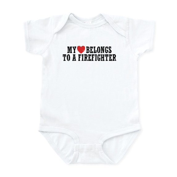 CafePress - My Heart Belongs To A Firefighter Infant Bodysuit - Baby Light Bodysuit, Size Newborn - 24 Months