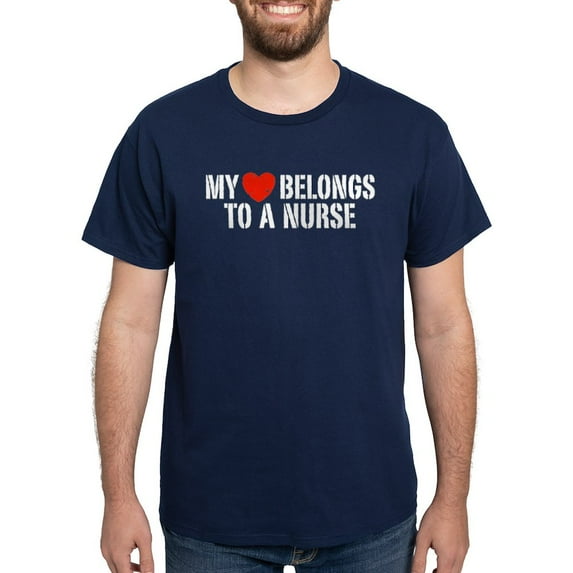 CafePress - My Heart Belongs To A Nurse Dark T Shirt - Men's Classic Graphic Cotton T-Shirt