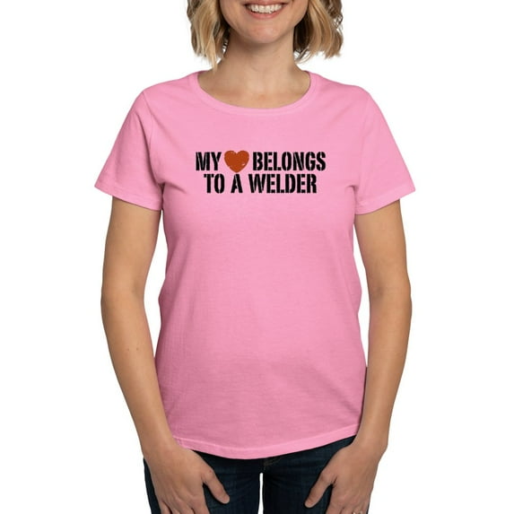 CafePress - My Heart Belongs To A Welder Women's Dark T Shirt - Women's Traditional Fit Dark T-Shirt