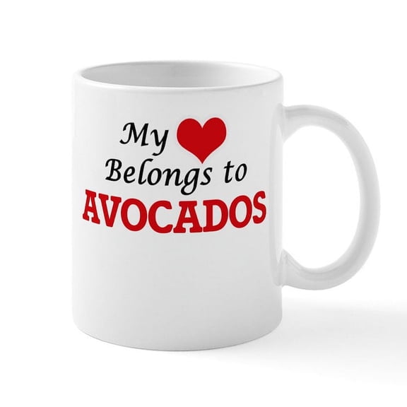 CafePress - My Heart Belongs To Avocados Mugs - 11 oz Ceramic Mug - Novelty Coffee Tea Cup
