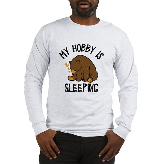 CafePress - My Hobby Is Sleeping Chill Grizzly Bear Men's Long Sleeve T Shirt - Unisex Cotton Long Sleeve T-Shirt