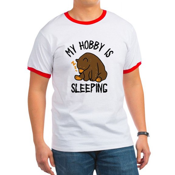 CafePress - My Hobby Is Sleeping Chill Grizzly Bear Men's Ringer T Shirt - 100% Cotton Ringed T-Shirt