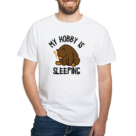 CafePress - My Hobby Is Sleeping Chill Grizzly Bear T Shirt - Men's White Classic Cotton T-Shirts