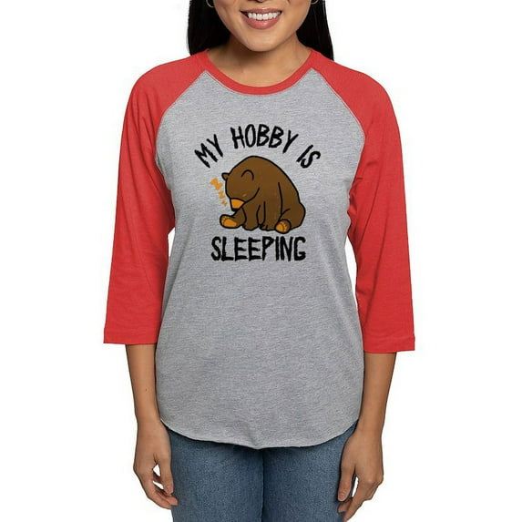 CafePress - My Hobby Is Sleeping Chill Grizzly Bear Women's Baseball T Shirt - Womens Baseball Tee