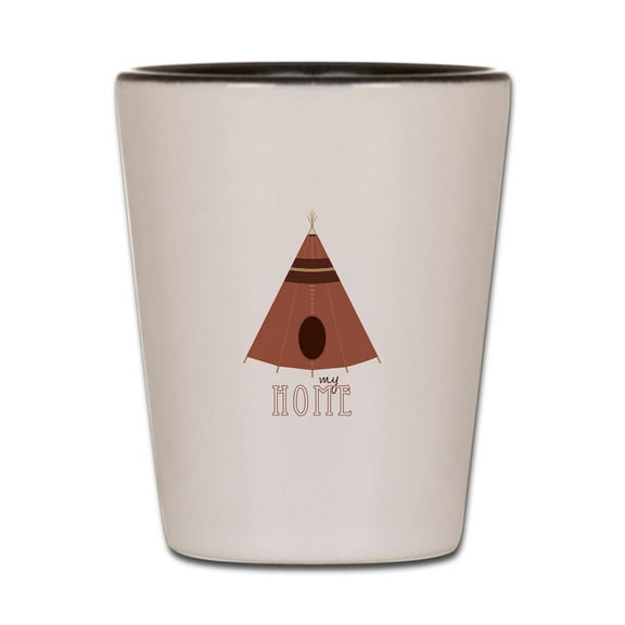 CafePress - My Home - White/Black Shot Glass, Unique and Funny Shot Glass