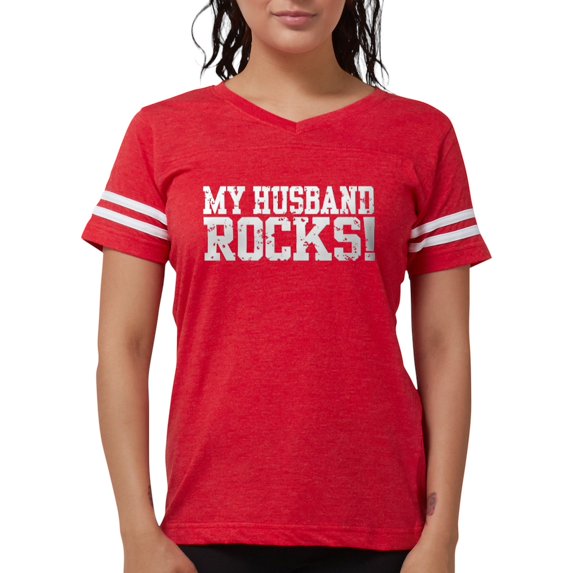 CafePress - My Husband Rocks Women's Dark T Shirt - Womens Football Shirt