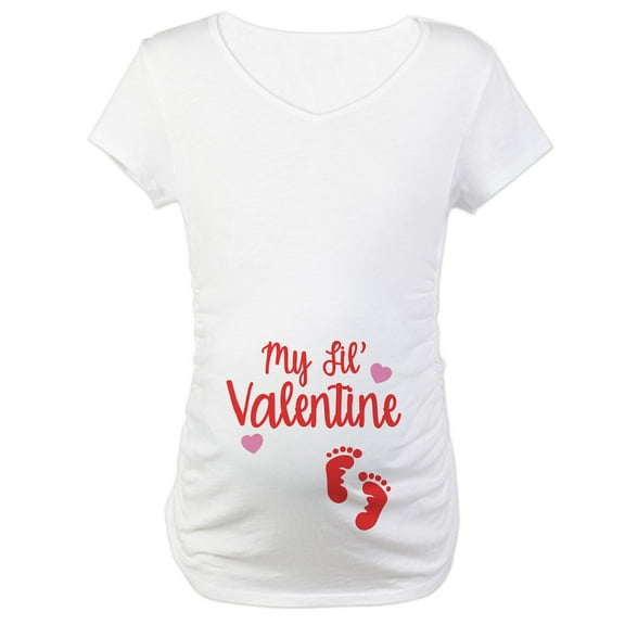 CafePress - My Lil' Valentine Maternity T Shirt - Cotton Maternity T-shirt, Cute & Funny Pregnancy Tee