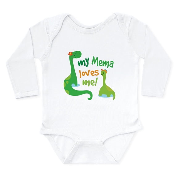 CafePress - My Mema Loves Me Dinos Long Sleeve Infant Bodysuit - Long Sleeve Cotton Baby Bodysuit