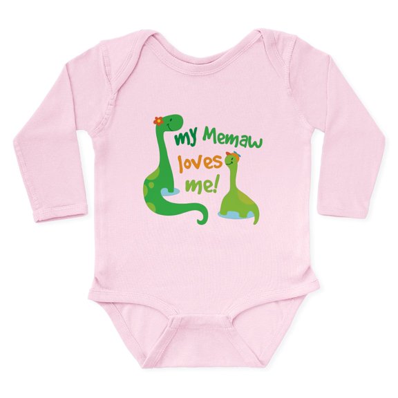 CafePress - My Memaw Loves Me Dino Long Sleeve Infant Bodysuit - Long Sleeve Cotton Baby Bodysuit