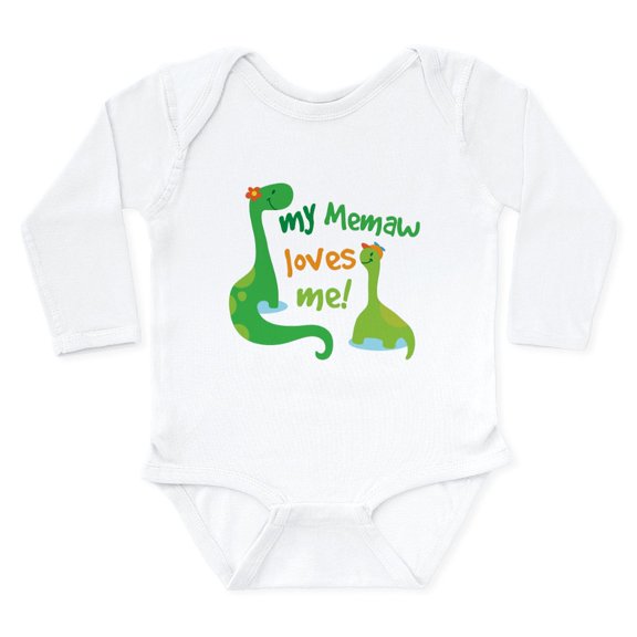 CafePress - My Memaw Loves Me Dino Long Sleeve Infant Bodysuit - Long Sleeve Cotton Baby Bodysuit