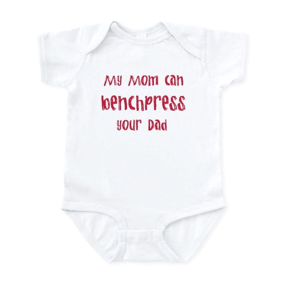 CafePress - My Mom Can Benchpress Infant Bodysuit - Baby Light Bodysuit, Size Newborn - 24 Months