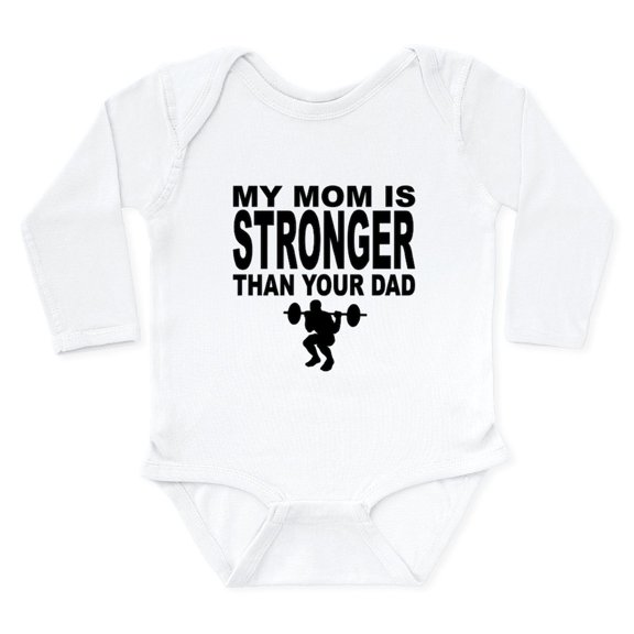 CafePress - My Mom Is Stronger Than Your Dad Body Suit - Long Sleeve Cotton Baby Bodysuit