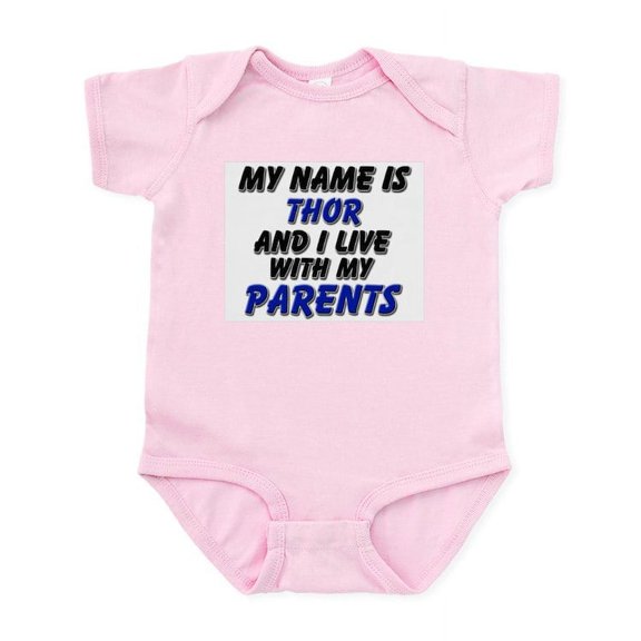 CafePress - My Name Is Thor And I Live With My Parents Infant - Baby Light Bodysuit, Size Newborn - 24 Months
