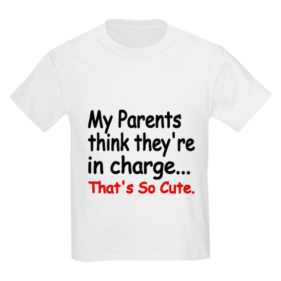 CafePress - My Parents Think Theyre In Charge T Shirt - Light T-Shirt Kids XS-XL