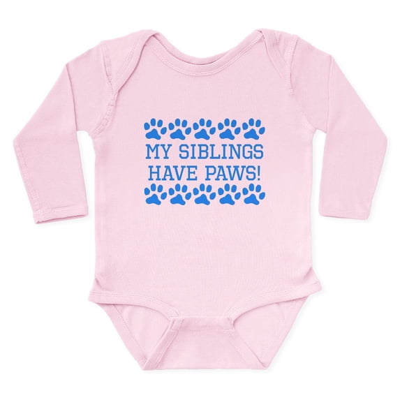 CafePress - My Siblings Have Paws Body Suit - Long Sleeve Cotton Baby Bodysuit