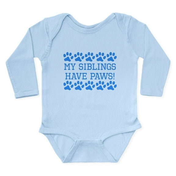 CafePress - My Siblings Have Paws Body Suit - Long Sleeve Cotton Baby Bodysuit