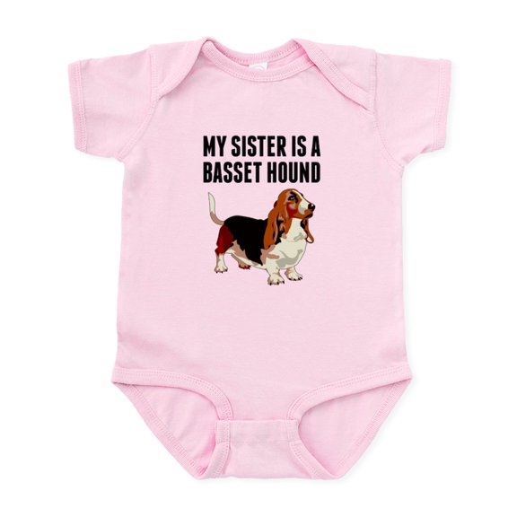 CafePress - My Sister Is A Basset Hound Body Suit - Baby Light Bodysuit, Size Newborn - 24 Months