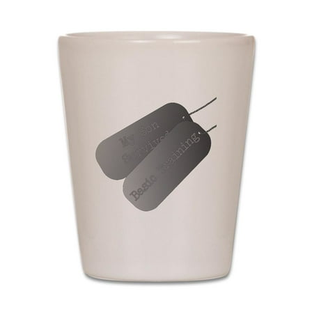 CafePress - My Son Survived Basic Training - White Shot Glass, Unique and Funny Shot Glass
