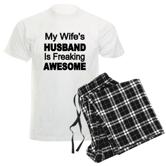 CafePress - My Wifes Husband Is Freaking Awesome Pajamas - Men's Light Loose Fit Cotton Pajama Set