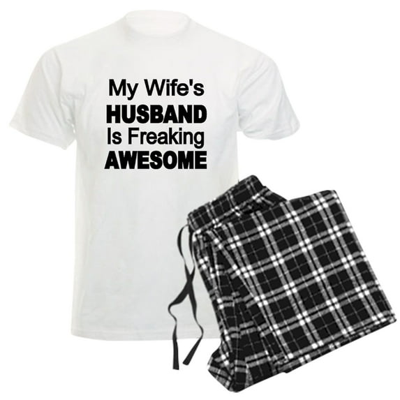 CafePress - My Wifes Husband Is Freaking Awesome Pajamas - Men's Light Loose Fit Cotton Pajama Set