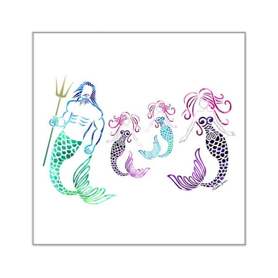 CafePress - Mystical Mermaid Family Sticker - Square Sticker 3" x 3"
