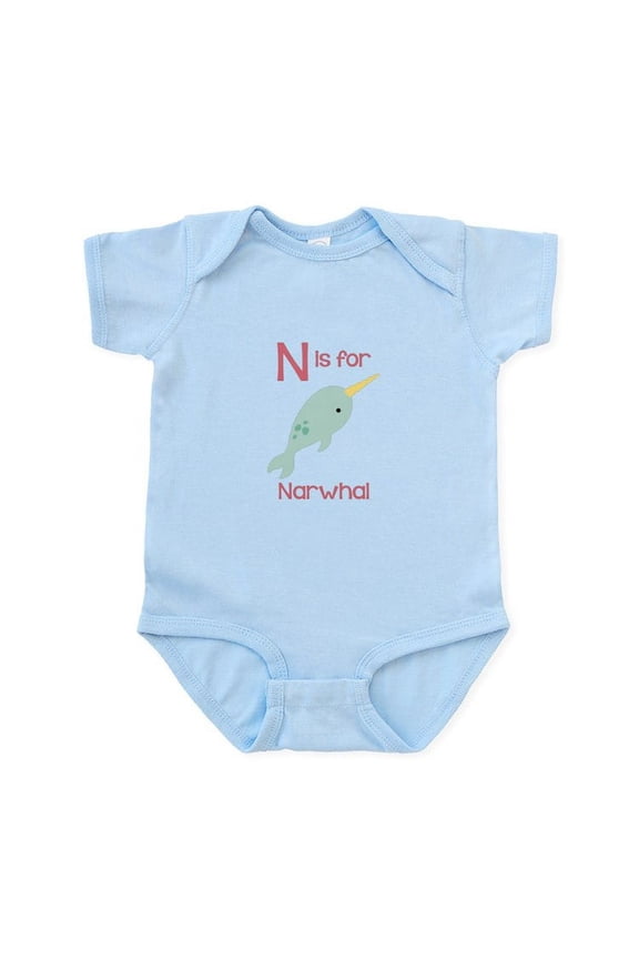 - N Is For Narwhal Body Suit - Baby Light Bodysuit, Size Newborn - 24 Months