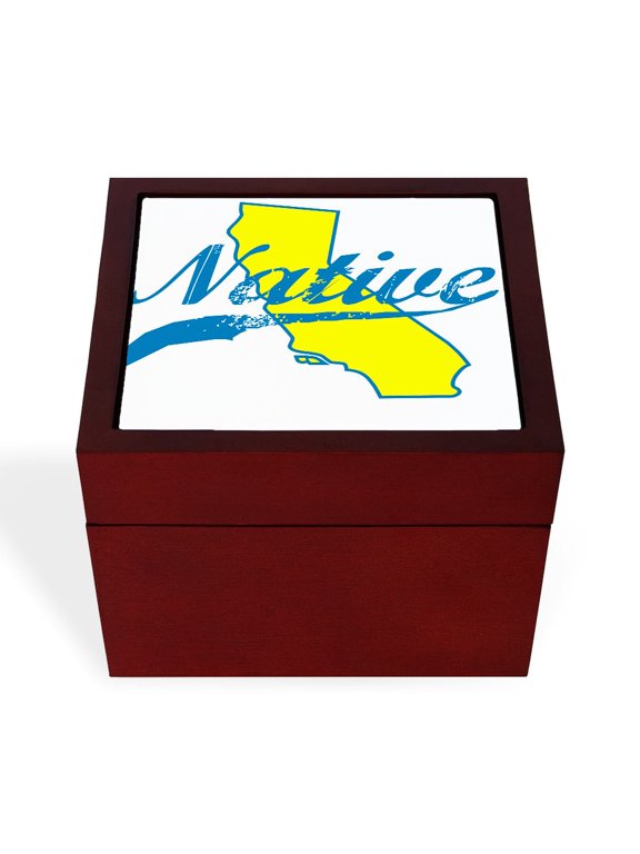 - NATIVE CALIFORNIA SHIRT BUMPER STICKER TEE Keepsak - Keepsake Box, Finished Hardwood Jewelry Box, Velvet Lined Memento Box