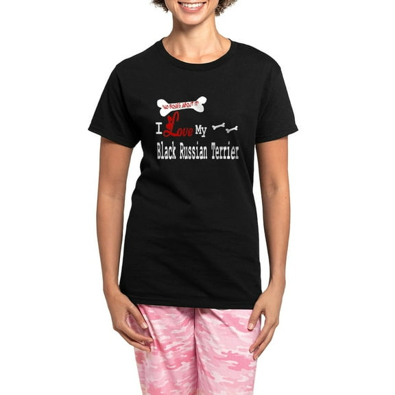 CafePress - NB_Black Russian Terrier Women's Dark Pajamas - Women's Short Sleeve Print T-Shirt and Pants Dark Cotton Pajama Set
