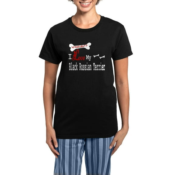 CafePress - NB_Black Russian Terrier Women's Dark Pajamas - Women's Short Sleeve Print T-Shirt and Pants Dark Cotton Pajama Set
