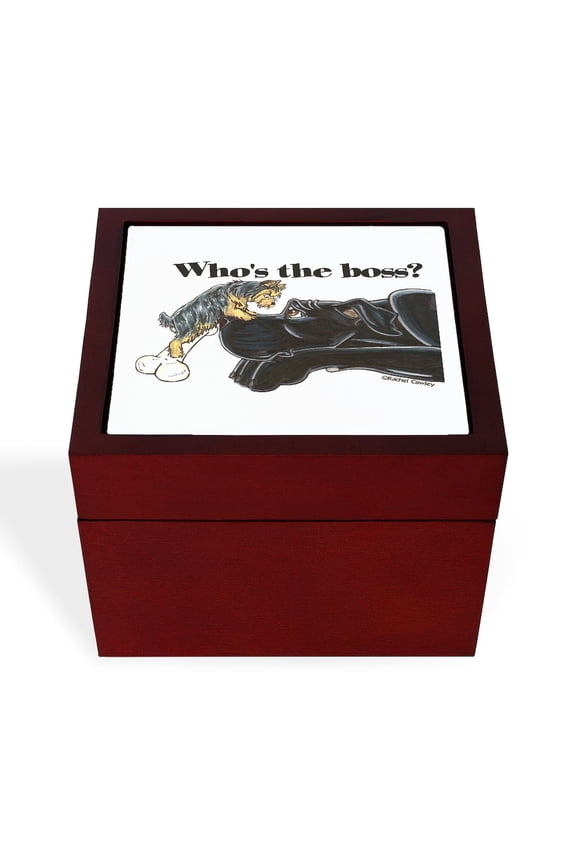 - NB/Yorki Who's The Boss? - Keepsake Box, Finished Hardwood Jewelry Box, Velvet Lined Memento Box