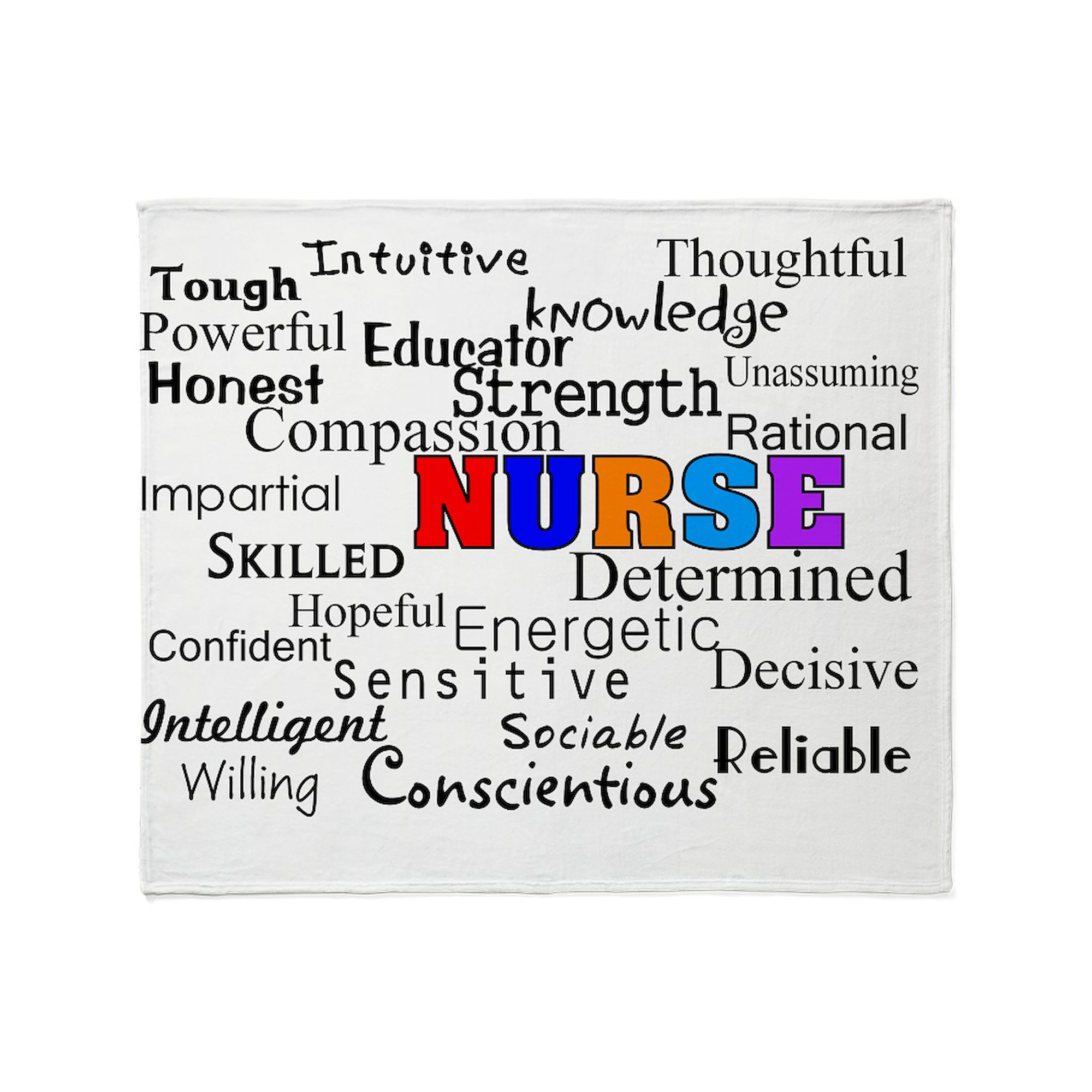 CafePress NURSE Describing Words Throw Blanket Soft Fleece Throw