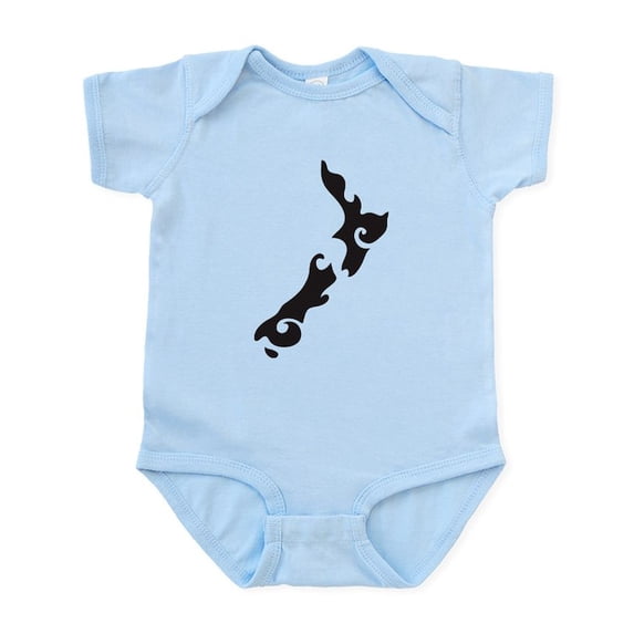CafePress - NZ New Zealand Map Tattoo Style Body Suit - Baby Light Bodysuit, Size Newborn - 24 Months