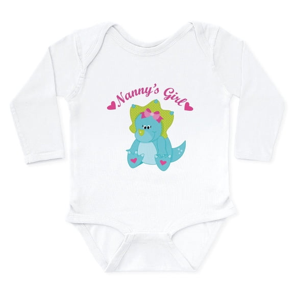 CafePress - Nanny's Girl Dinosaur Long Sleeve Infant Bodysuit - Long Sleeve Cotton Baby Bodysuit