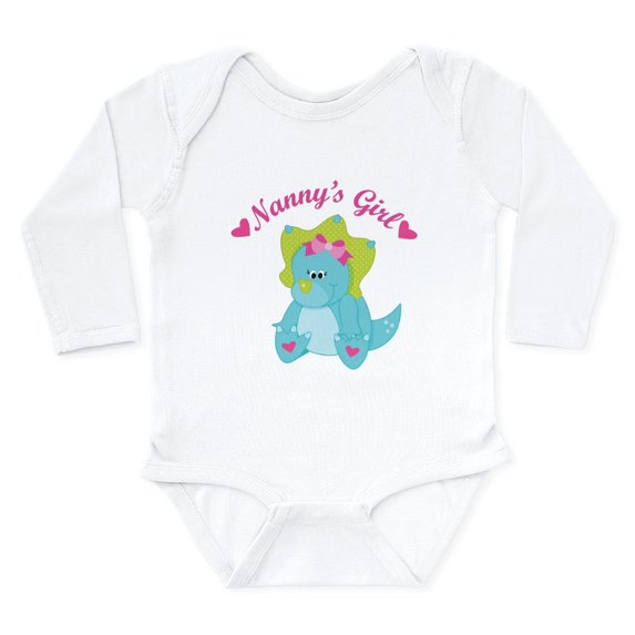 CafePress - Nanny's Girl Dinosaur Long Sleeve Infant Bodysuit - Long Sleeve Cotton Baby Bodysuit