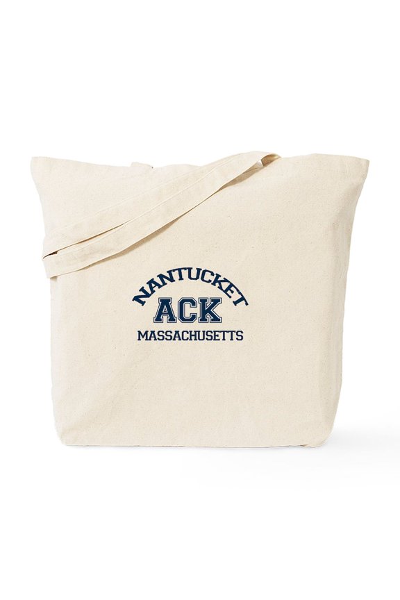- Nantucket MA Varsity Design Tote Bag - Unisex Canvas Tote Bag, Beige, 1-Piece