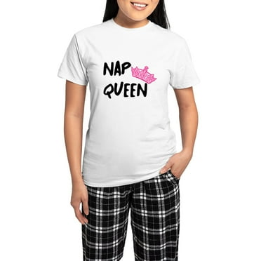 CafePress - Nap Queen Women's Light Pajamas - Women's Short Sleeve Print T-Shirt and Pants Light Cotton Pajama Set
