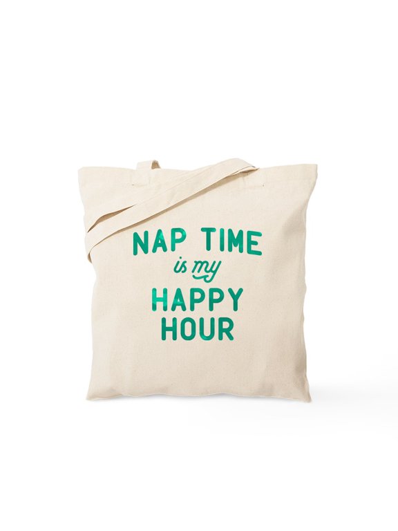 - Nap Time Is My Happy Hour Green Tote Bag - Unisex Canvas Tote Bag, Beige, 1-Piece