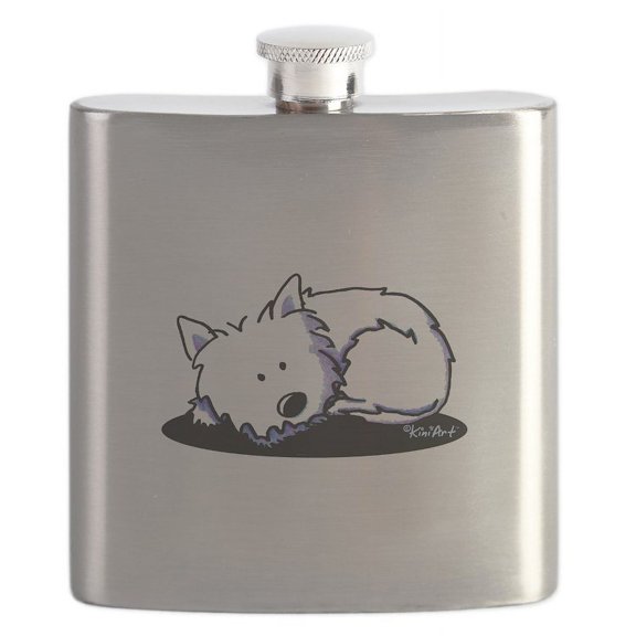 CafePress - Nap Time Westie Flask - Stainless Steel Flask, 6oz Drinking Flask