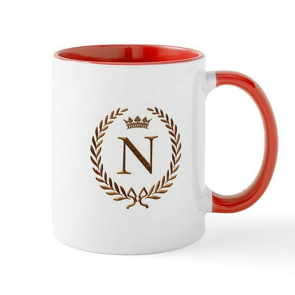 CafePress - Napoleon Initial Letter N Monogram Mug - 11 oz Ceramic Mug - Novelty Coffee Tea Cup